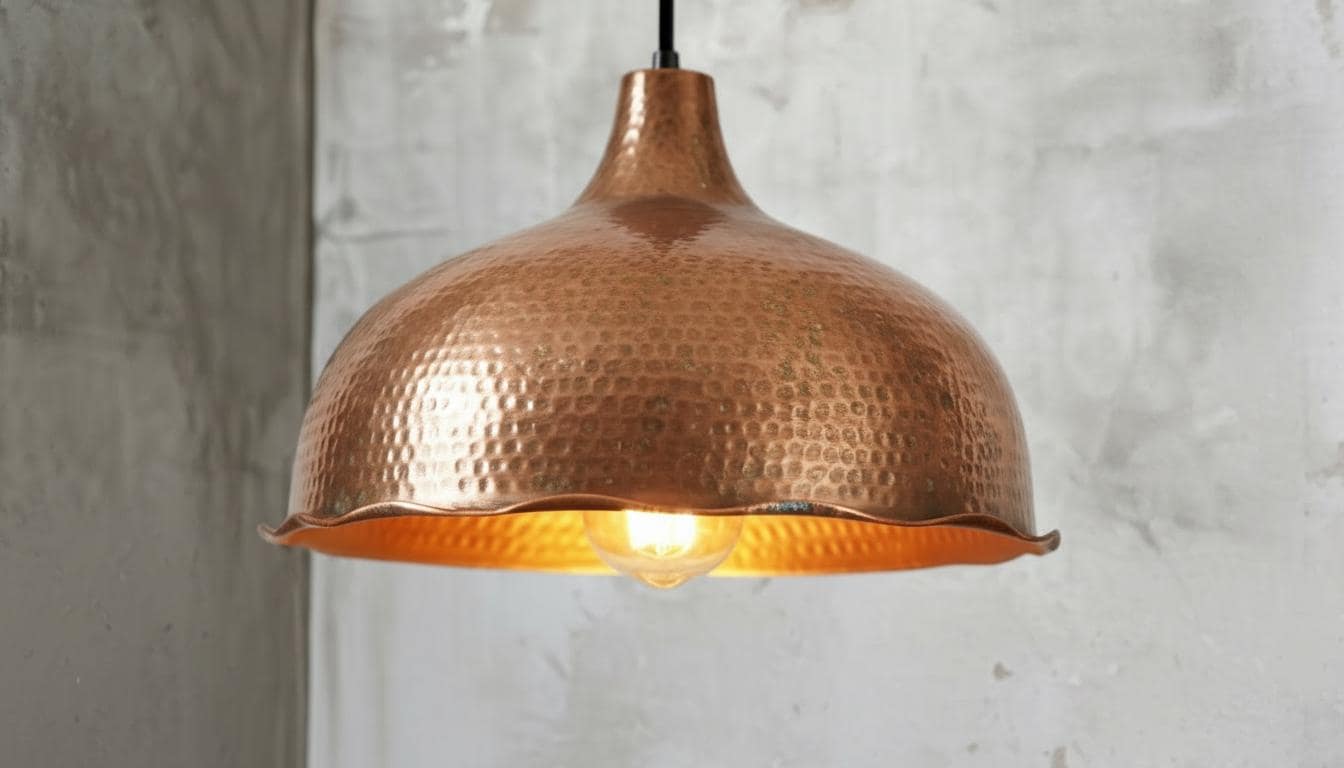 Handmade Hammered Copper Pendant Light - Rustic Copper Dome Pendant Light - Moroccan Boho Farmhouse Lamp - Rustic Chandelier Dining Room