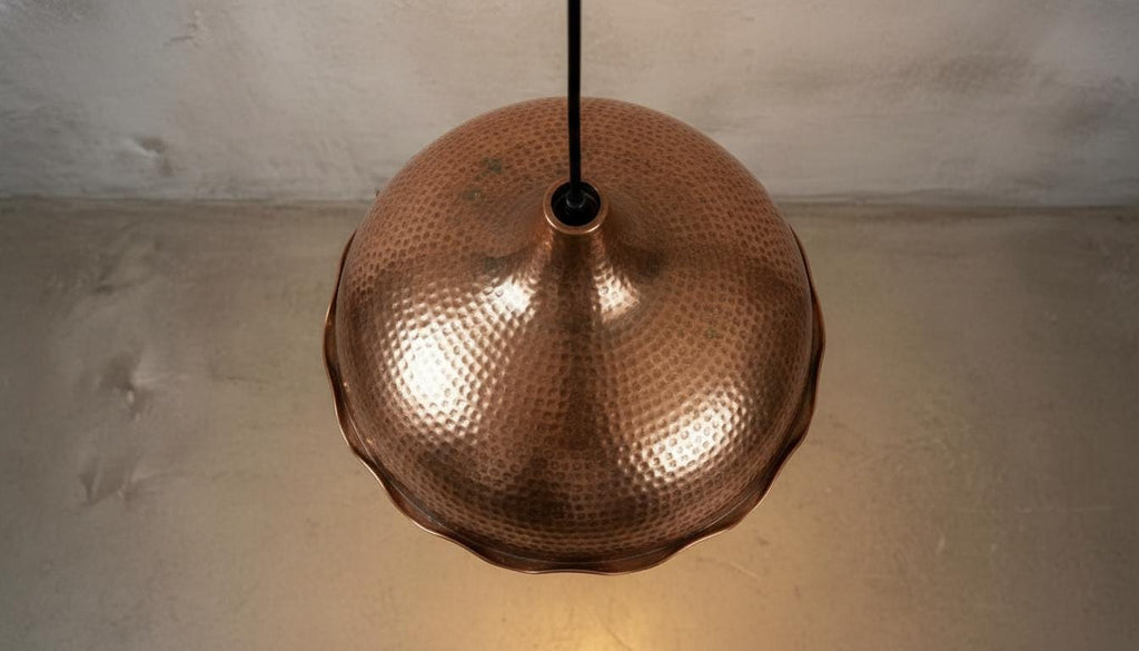 Handmade Hammered Copper Pendant Light - Rustic Copper Dome Pendant Light - Moroccan Boho Farmhouse Lamp - Rustic Chandelier Dining Room