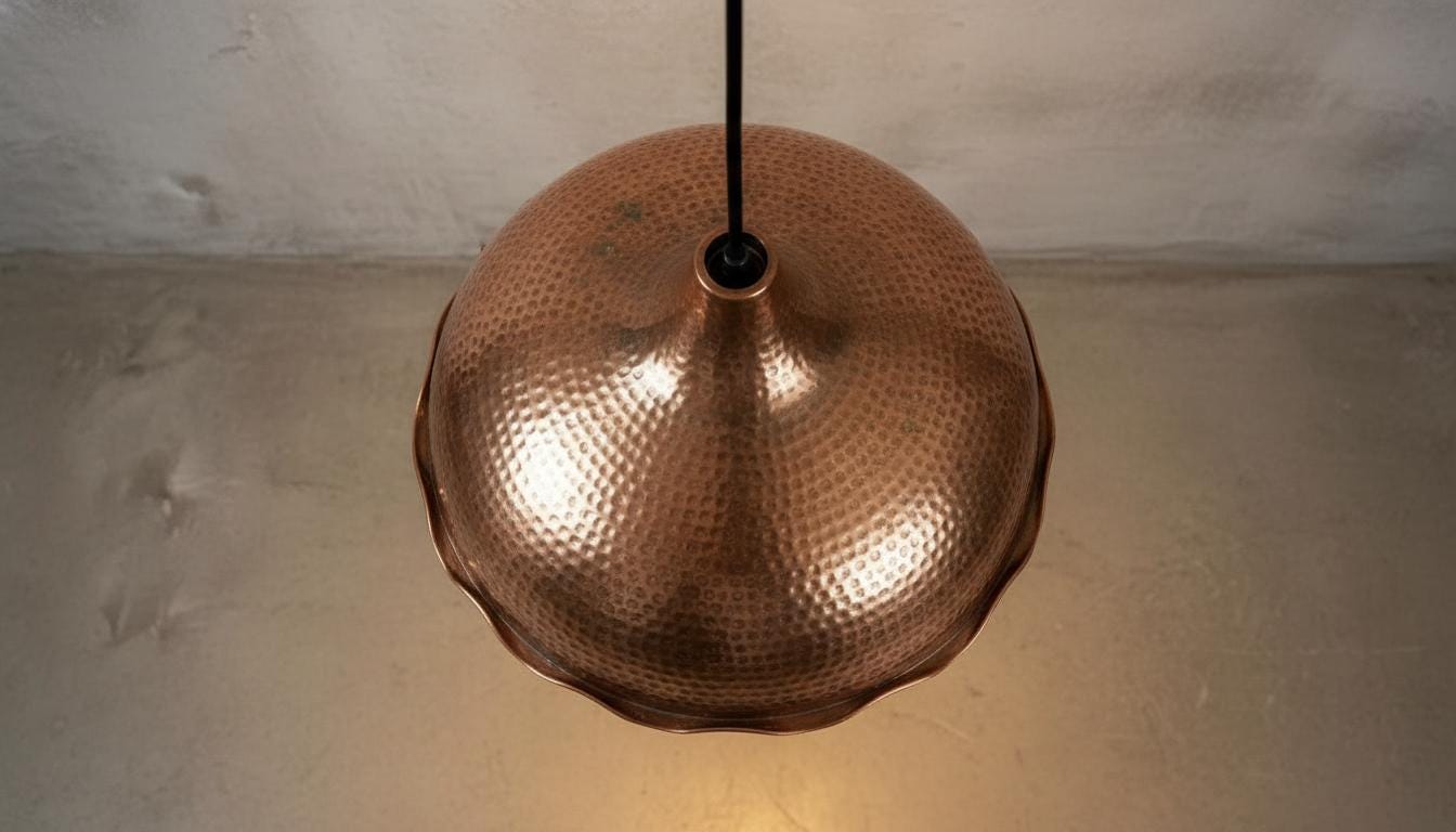 Handmade Hammered Copper Pendant Light - Rustic Copper Dome Pendant Light - Moroccan Boho Farmhouse Lamp - Rustic Chandelier Dining Room