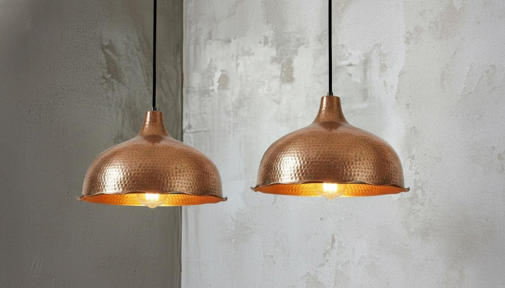 Handmade Hammered Copper Pendant Light - Rustic Copper Dome Pendant Light - Moroccan Boho Farmhouse Lamp - Rustic Chandelier Dining Room