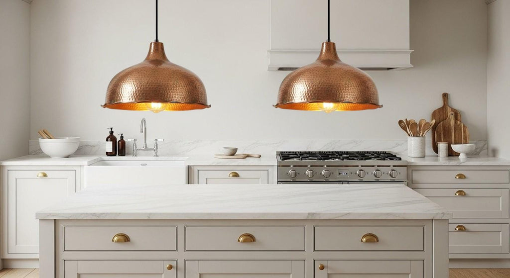 Handmade Hammered Copper Pendant Light - Rustic Copper Dome Pendant Light - Moroccan Boho Farmhouse Lamp - Rustic Chandelier Dining Room