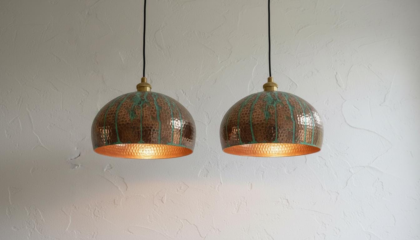 Oxidized pendant Copper Patina Light,Copper Patina Lamp, Hanging Pendant Lighting, Kitchen Island Lighting, Ceiling Light Fixture