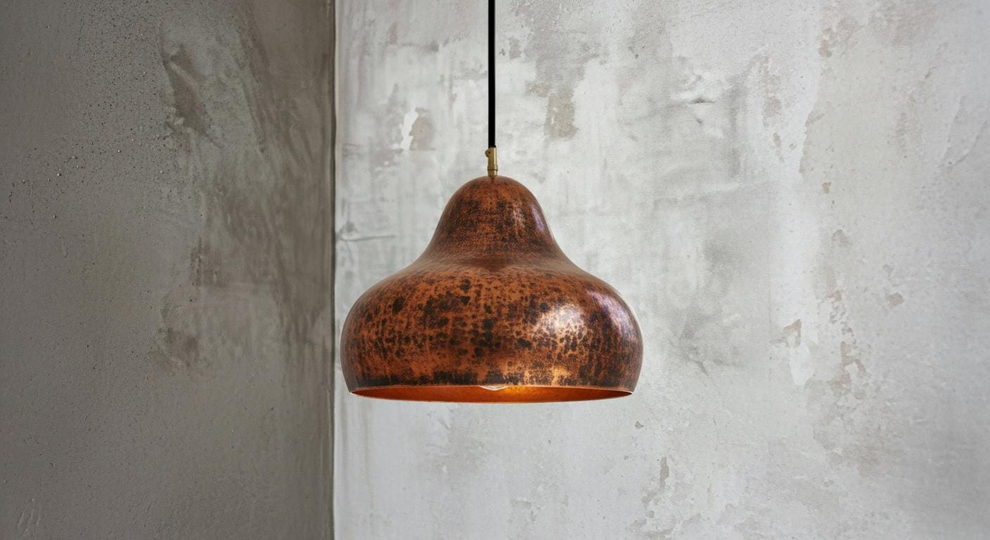 Handmade Copper Dome Pendant Light ,Oxidized Copper Dome Pendant, Organic Modern Ceiling Lamp for Farmhouse Kitchen Lighting Decor