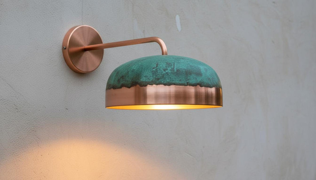 Handmade Copper Wall Sconce, Green Patina Dome Lamp, Moroccan Lighting