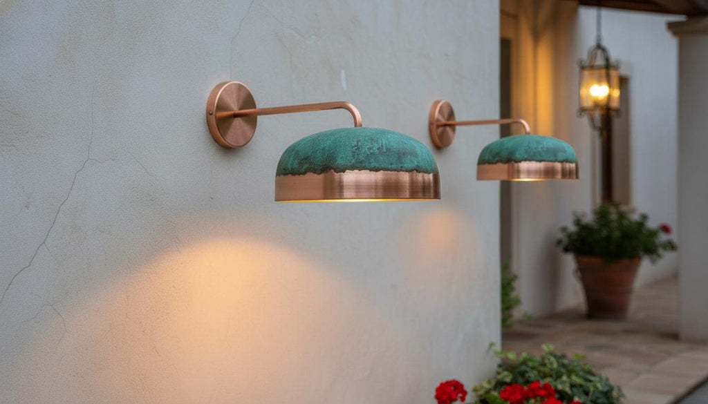 Handmade Copper Wall Sconce, Green Patina Dome Lamp, Moroccan Lighting