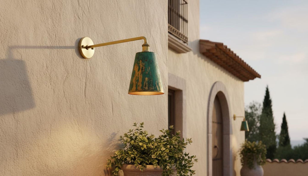 Handmade Oxidized Copper Wall Sconce, Green Patina Dome Wall Lamp, Moroccan Rustic Farmhouse Wall Light Fixture, Vintage Artisan Lighting