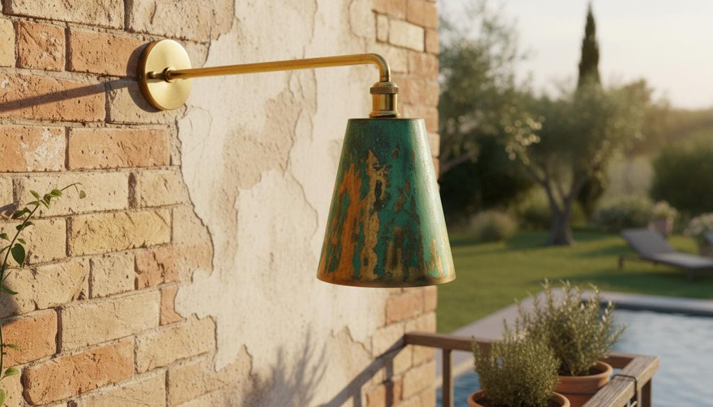 Handmade Oxidized Copper Wall Sconce, Green Patina Dome Wall Lamp, Moroccan Rustic Farmhouse Wall Light Fixture, Vintage Artisan Lighting