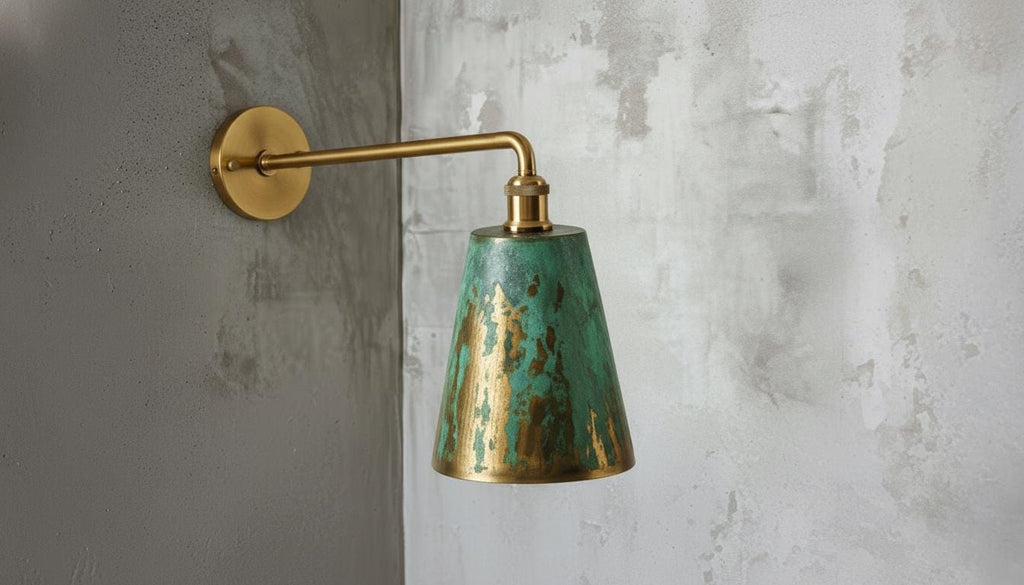 Handmade Oxidized Copper Wall Sconce, Green Patina Dome Wall Lamp, Moroccan Rustic Farmhouse Wall Light Fixture, Vintage Artisan Lighting