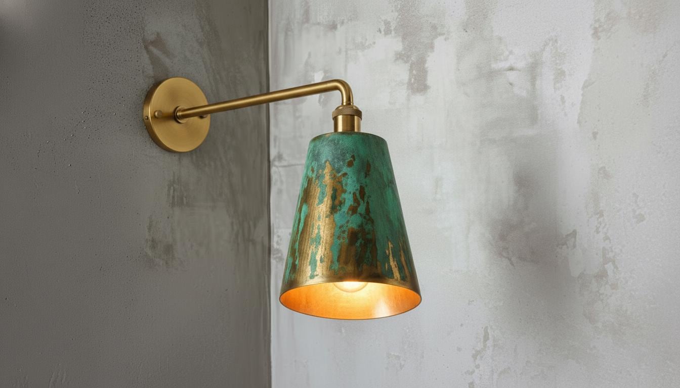 Handmade Oxidized Copper Wall Sconce, Green Patina Dome Wall Lamp, Moroccan Rustic Farmhouse Wall Light Fixture, Vintage Artisan Lighting