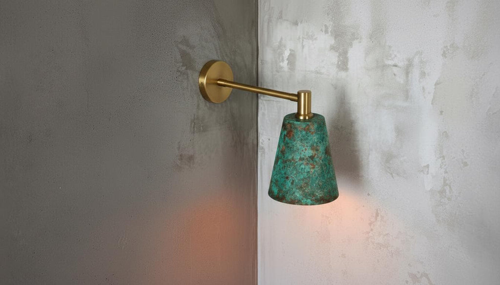 Handmade Copper Wall Sconce, Green Patina, Moroccan Boho Lighting