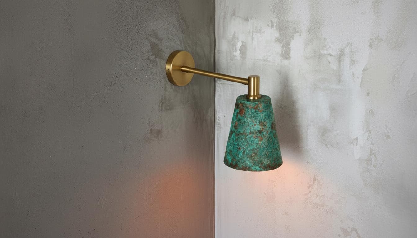 Handmade Copper Wall Sconce, Green Patina, Moroccan Boho Lighting