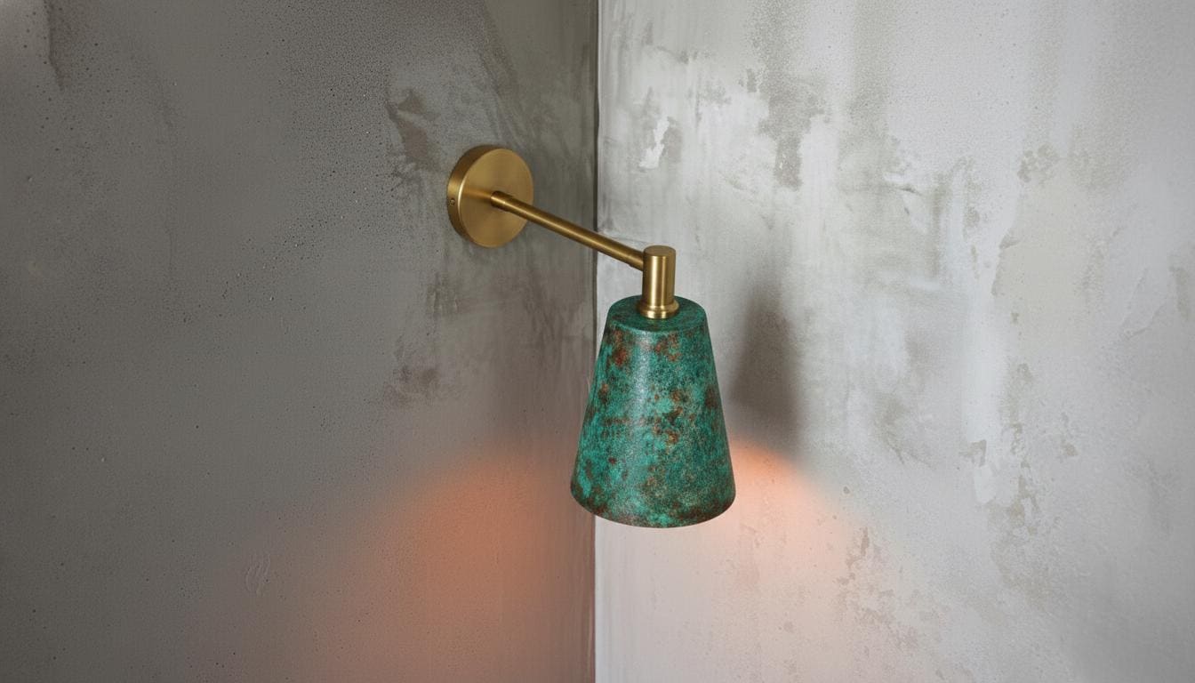 Handmade Copper Wall Sconce, Green Patina, Moroccan Boho Lighting