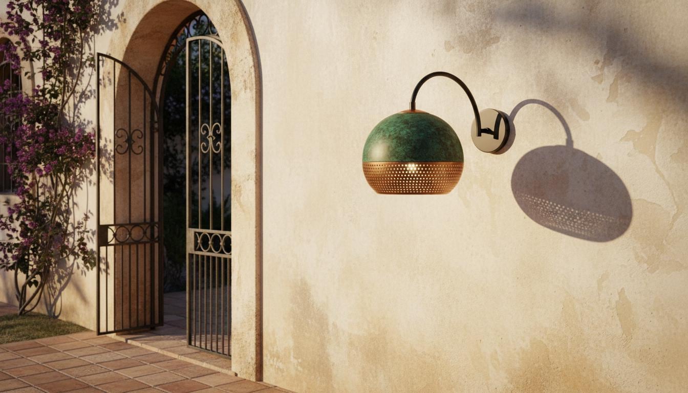 Handmade Oxidized Copper Dome,Copper Wall Sconce Light, Green Patina Wall Lamp,Rustic Farmhouse Wall Fixture