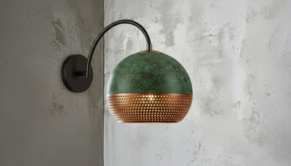 Handmade Oxidized Copper Dome,Copper Wall Sconce Light, Green Patina Wall Lamp,Rustic Farmhouse Wall Fixture