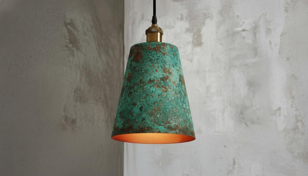 Handmade Green Patina Copper Pendant Light – Hammered Moroccan Style
