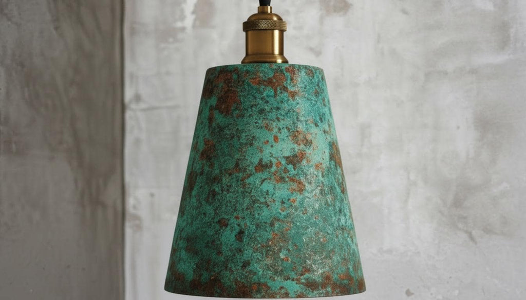Handmade Green Patina Copper Pendant Light – Hammered Moroccan Style