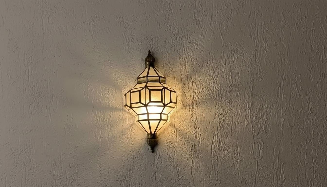 Moroccan Brass Wall Sconce, Milky Glass, Boho Home Decor