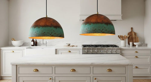 Dome Pendant Lamp ,Farmhouse lighting ,Patina Light fixture ,Hanging Brass Light,Brass Rustic Chandelier,Green Patina Brass Pendant Light