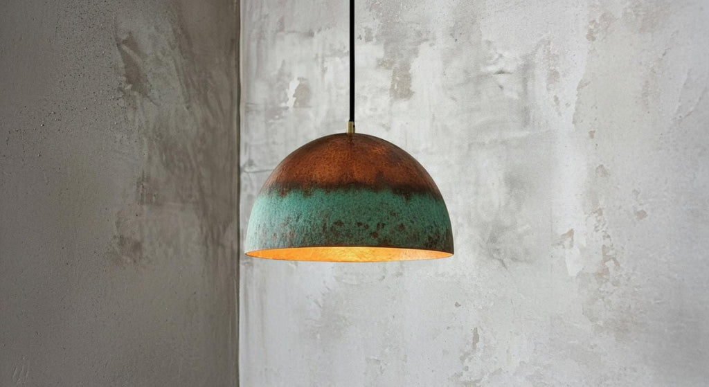 Dome Pendant Lamp ,Farmhouse lighting ,Patina Light fixture ,Hanging Brass Light,Brass Rustic Chandelier,Green Patina Brass Pendant Light