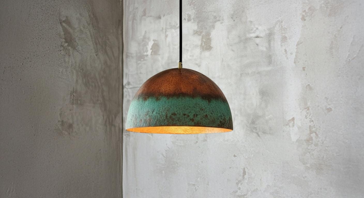 Dome Pendant Lamp ,Farmhouse lighting ,Patina Light fixture ,Hanging Brass Light,Brass Rustic Chandelier,Green Patina Brass Pendant Light