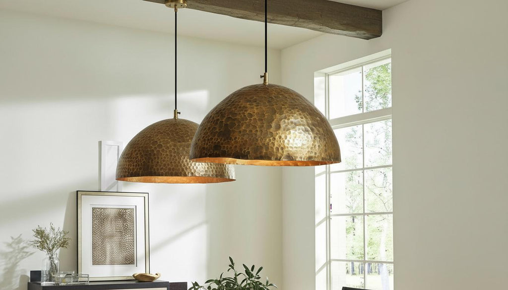Handcrafted Oxidized Copper Dome Pendant Light Moroccan Ceiling Fixture Rustic Farmhouse Kitchen Island Hanging Light