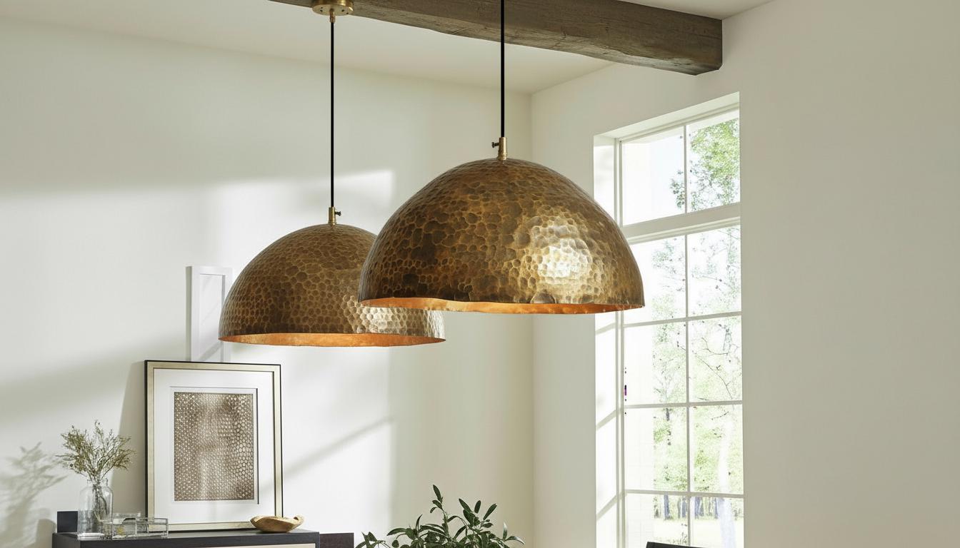 Handcrafted Oxidized Copper Dome Pendant Light Moroccan Ceiling Fixture Rustic Farmhouse Kitchen Island Hanging Light