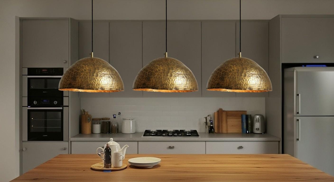 Handcrafted Oxidized Copper Dome Pendant Light Moroccan Ceiling Fixture Rustic Farmhouse Kitchen Island Hanging Light