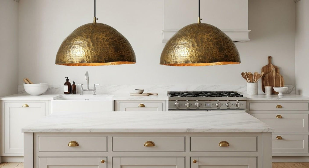 Handcrafted Oxidized Copper Dome Pendant Light Moroccan Ceiling Fixture Rustic Farmhouse Kitchen Island Hanging Light