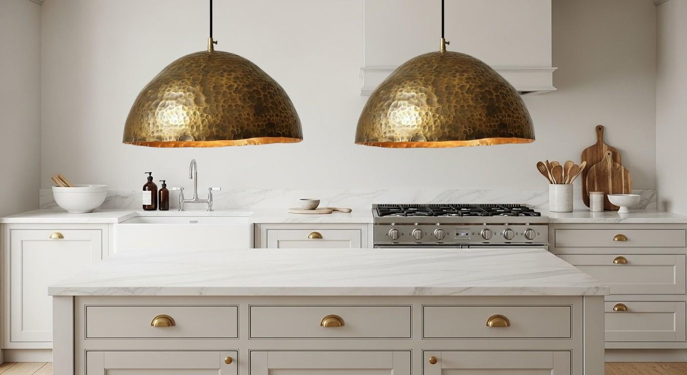 Handcrafted Oxidized Copper Dome Pendant Light Moroccan Ceiling Fixture Rustic Farmhouse Kitchen Island Hanging Light