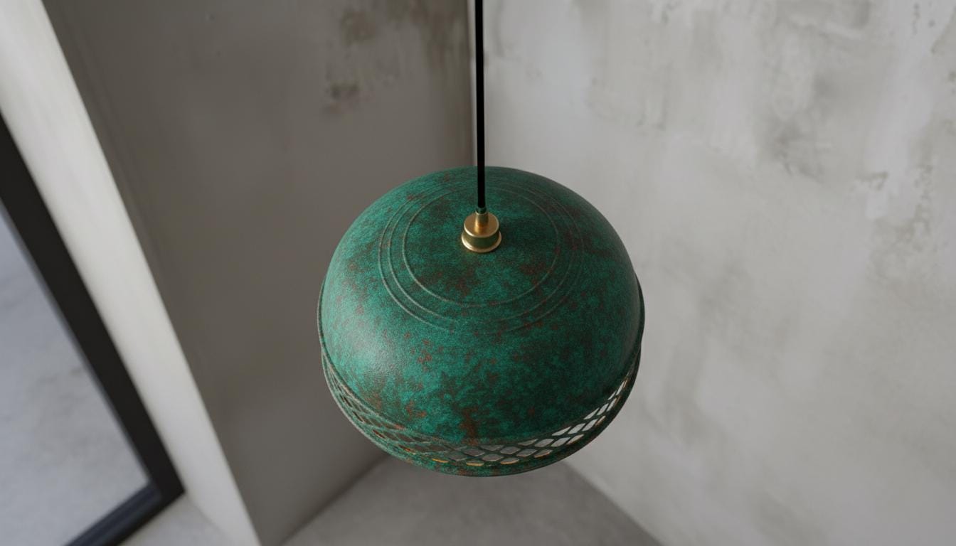 Oxidized Copper Dome Pendant ,Green Patina Copper Dome Pendant Light,Rustic Farmhouse Kitchen Lamp,Modern Copper Ceiling Dome Pendant Lamp