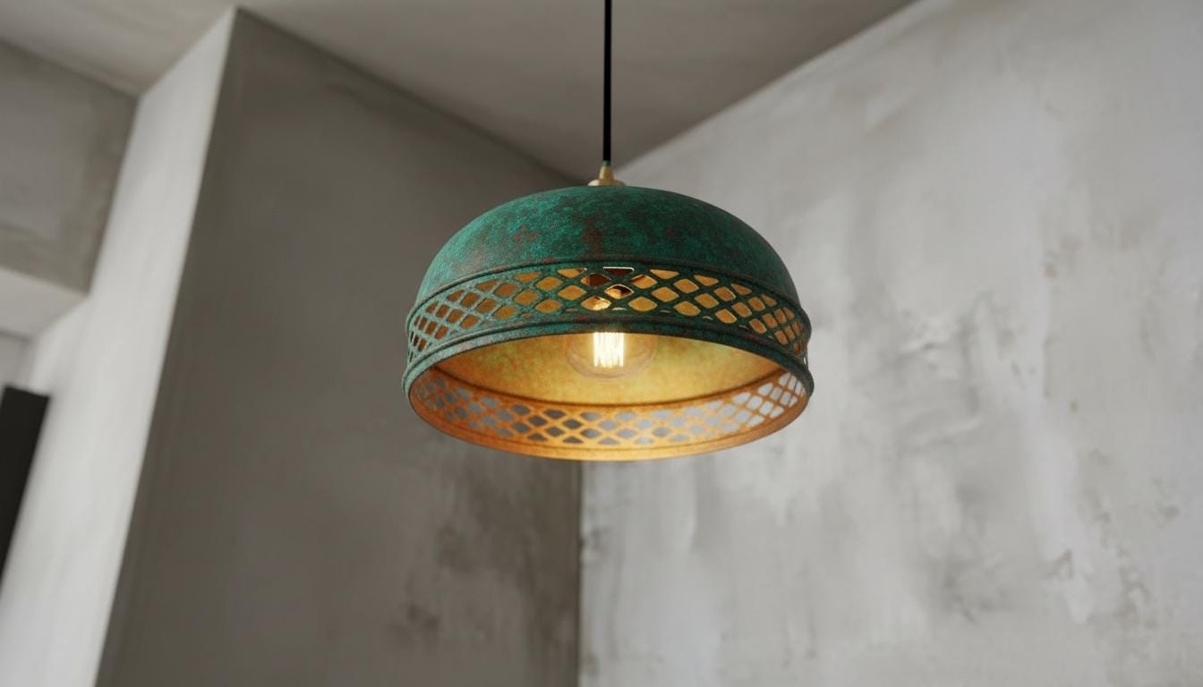 Oxidized Copper Dome Pendant ,Green Patina Copper Dome Pendant Light,Rustic Farmhouse Kitchen Lamp,Modern Copper Ceiling Dome Pendant Lamp