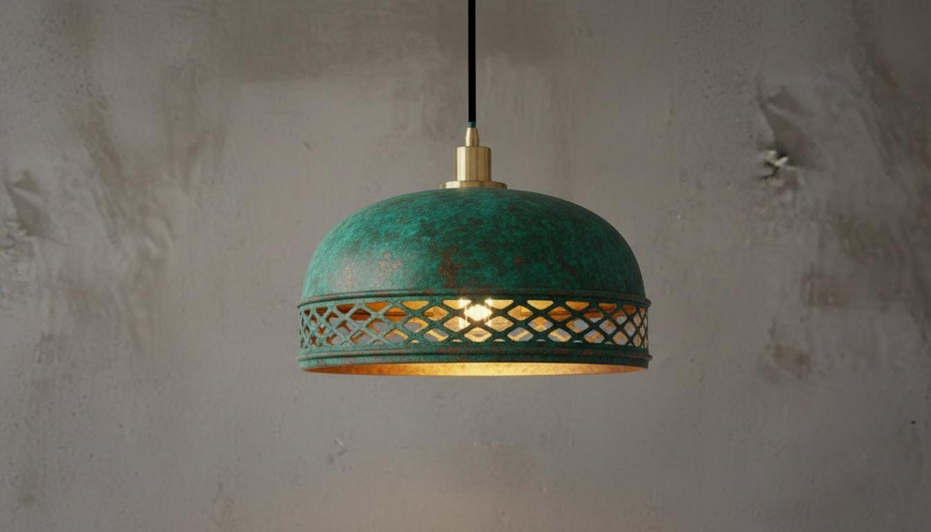 Oxidized Copper Dome Pendant ,Green Patina Copper Dome Pendant Light,Rustic Farmhouse Kitchen Lamp,Modern Copper Ceiling Dome Pendant Lamp