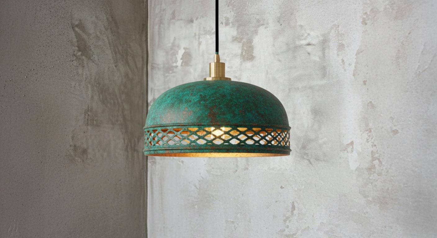 Oxidized Copper Dome Pendant ,Green Patina Copper Dome Pendant Light,Rustic Farmhouse Kitchen Lamp,Modern Copper Ceiling Dome Pendant Lamp