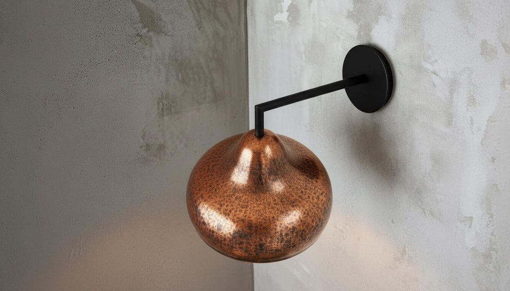 Hand Hammered Copper Wall Sconce -Moroccan Boho Lighting  - Dome wall Light Sconce - Handmade Green Patina Lighting