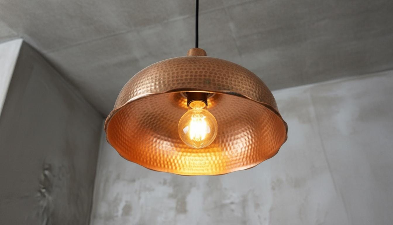 Handmade Hammered Copper Pendant Light - Rustic Copper Dome Pendant Light - Moroccan Boho Farmhouse Lamp - Rustic Chandelier Dining Room