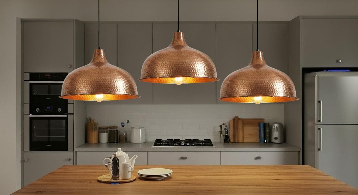 Handmade Hammered Copper Pendant Light - Rustic Copper Dome Pendant Light - Moroccan Boho Farmhouse Lamp - Rustic Chandelier Dining Room