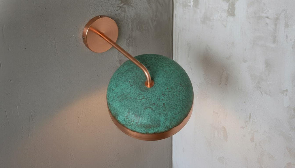 Handmade Copper Wall Sconce, Green Patina Dome Lamp, Moroccan Lighting