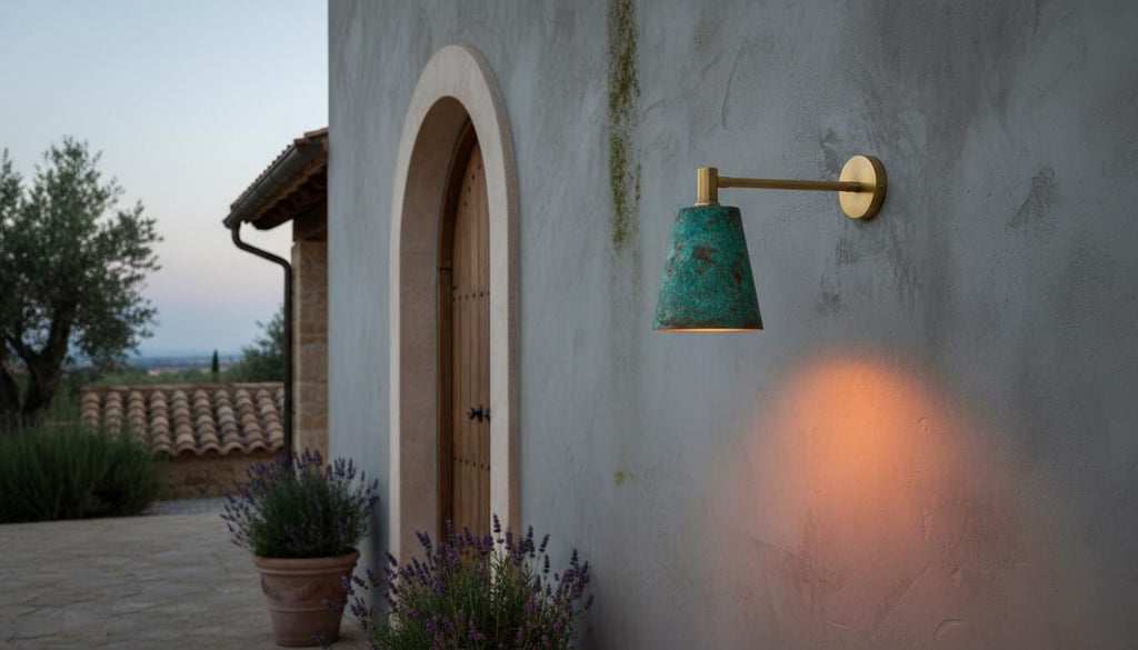 Handmade Copper Wall Sconce, Green Patina, Moroccan Boho Lighting