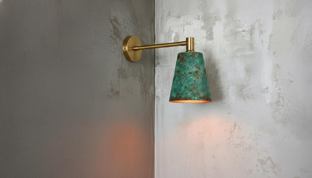 Handmade Copper Wall Sconce, Green Patina, Moroccan Boho Lighting
