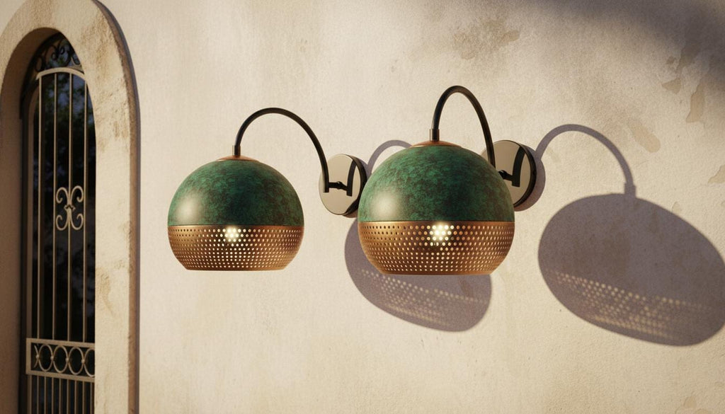 Handmade Oxidized Copper Dome,Copper Wall Sconce Light, Green Patina Wall Lamp,Rustic Farmhouse Wall Fixture