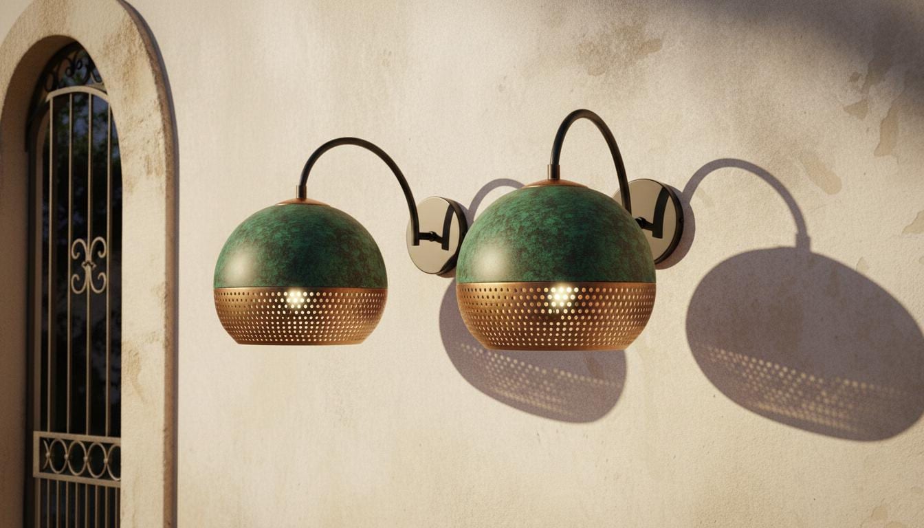 Handmade Oxidized Copper Dome,Copper Wall Sconce Light, Green Patina Wall Lamp,Rustic Farmhouse Wall Fixture