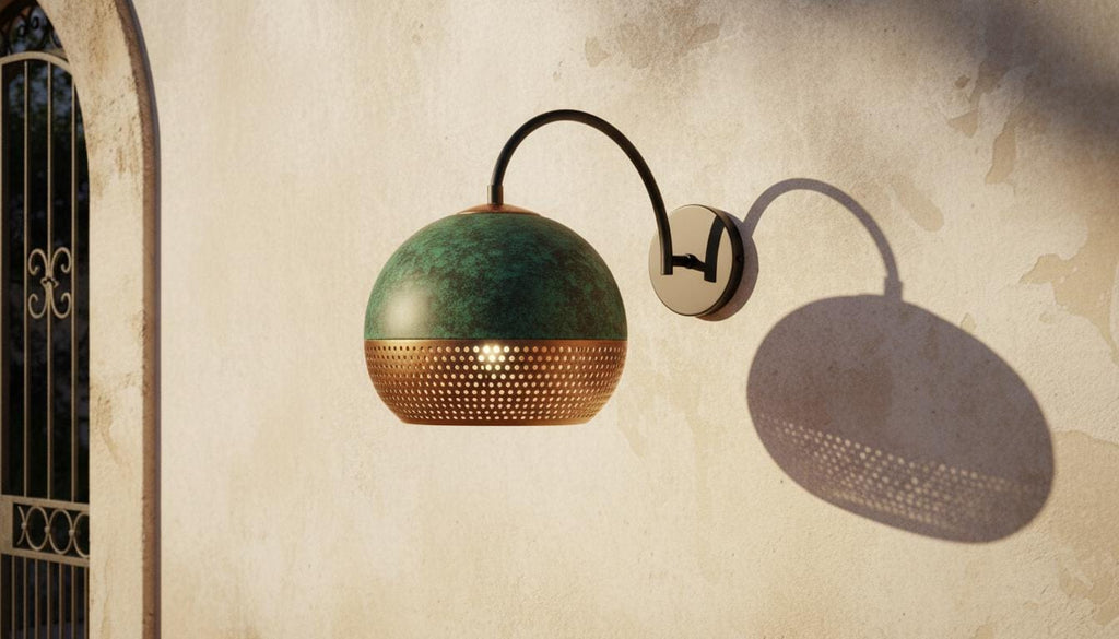 Handmade Oxidized Copper Dome,Copper Wall Sconce Light, Green Patina Wall Lamp,Rustic Farmhouse Wall Fixture