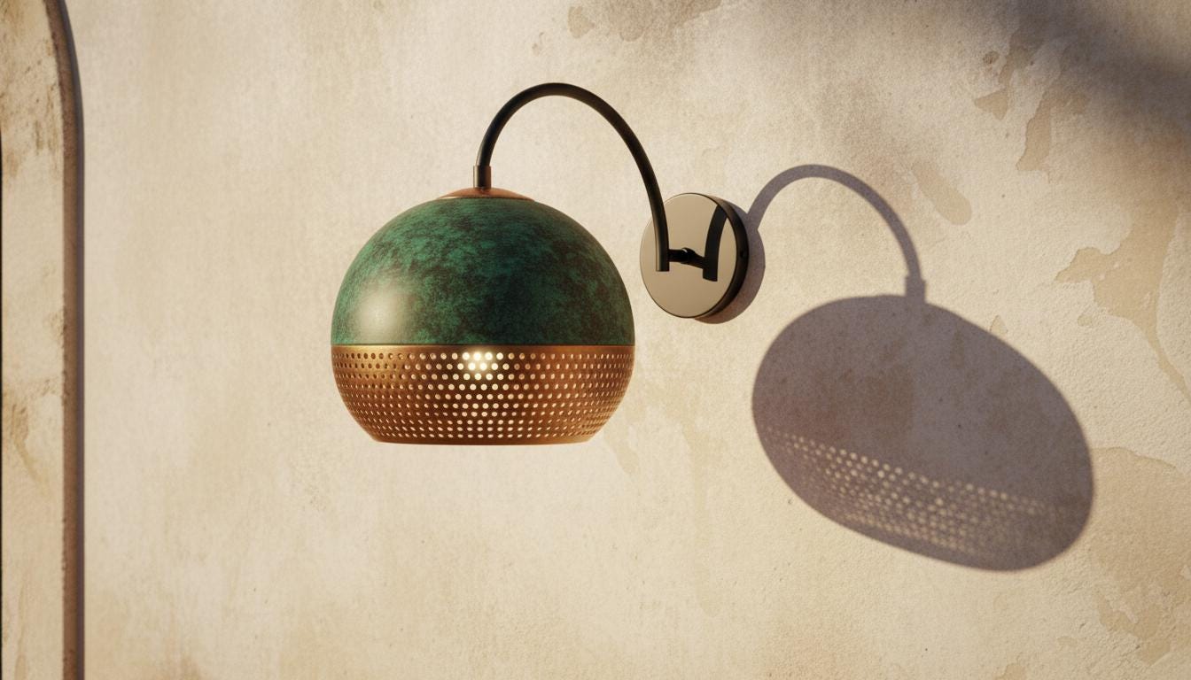 Handmade Oxidized Copper Dome,Copper Wall Sconce Light, Green Patina Wall Lamp,Rustic Farmhouse Wall Fixture
