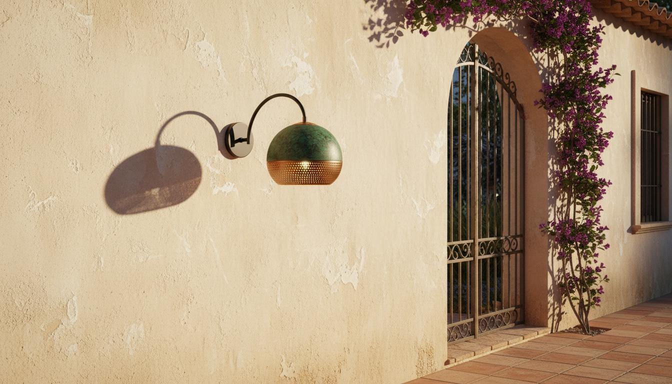 Handmade Oxidized Copper Dome,Copper Wall Sconce Light, Green Patina Wall Lamp,Rustic Farmhouse Wall Fixture
