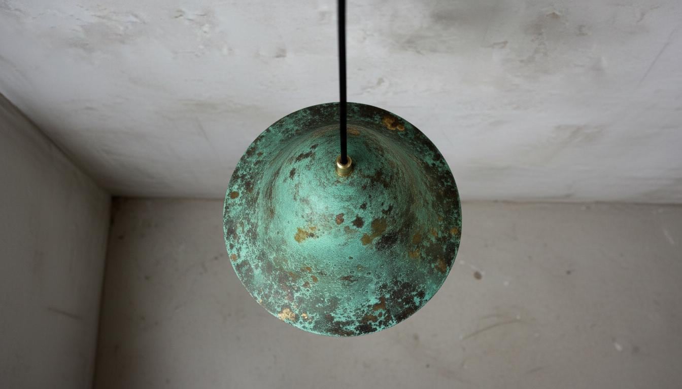 Handmade Green Patina Copper Pendant Light – Hammered Moroccan Lamp for Kitchen Island, Dining Room Lighting