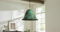 Handmade Green Patina Copper Pendant Light – Hammered Moroccan Lamp for Kitchen Island, Dining Room Lighting