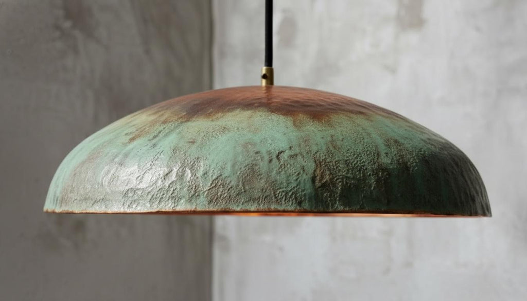 Hammered Copper Pendant Light – Handmade Green Patina Moroccan Lamp, Rustic Farmhouse Kitchen Island Lighting