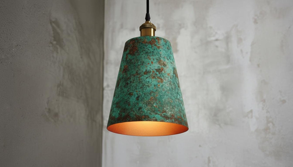 Handmade Green Patina Copper Pendant Light – Hammered Moroccan Style