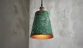 Handmade Green Patina Copper Pendant Light – Hammered Moroccan Style