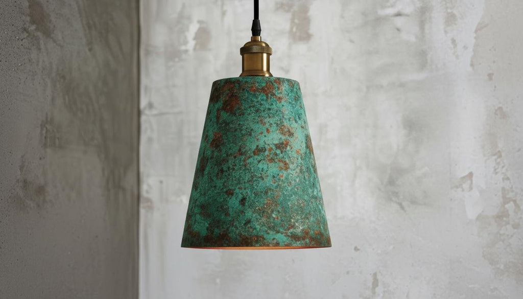 Handmade Green Patina Copper Pendant Light – Hammered Moroccan Style